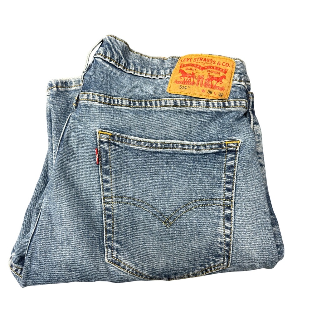 Levi's 514 Jeans Mens 36x32 (36x31 ACTUAL) Straight Fit Blue Denim Casual